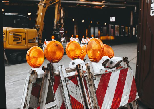 Barricades for road construction.
