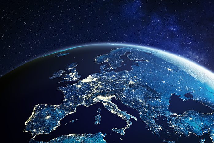 Europeaen section of the globe. Photo,
