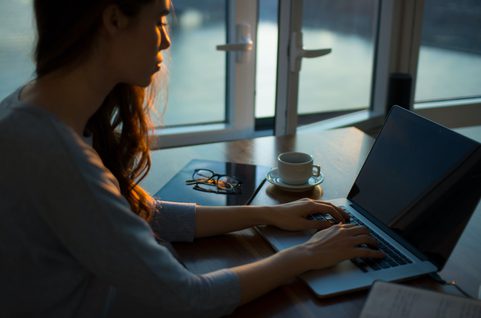Laptop woman typing