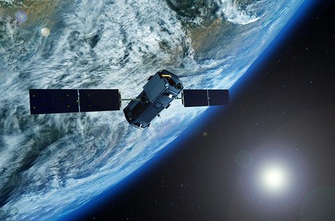 Space communications satellite. Photo.